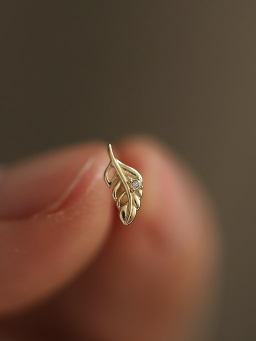 ZEMI 925 Sterling Silver Cubic Zirconia Leaf Dainty Stud Earring 0