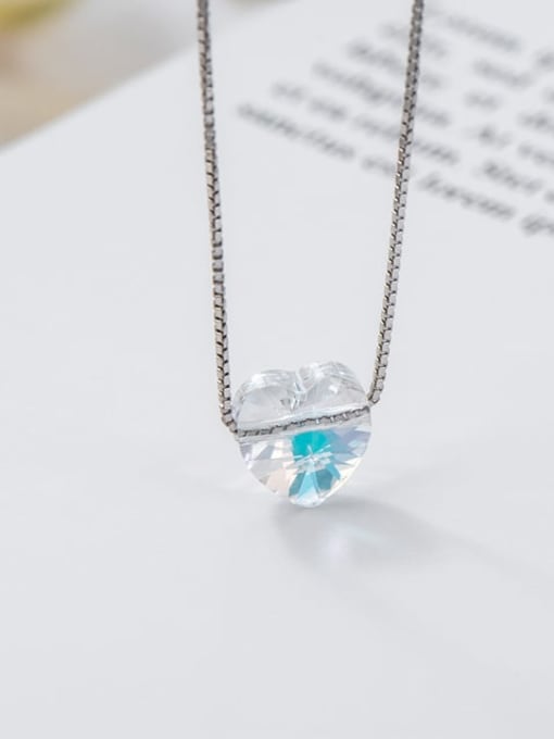 Heart shaped cube sugar 925 Sterling Silver austrian Crystal Multi Color Geometric Minimalist Necklace
