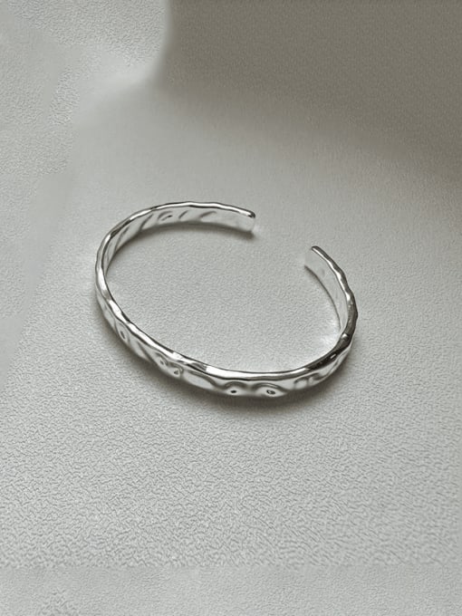 Texture bracelet 925 Sterling Silver Geometric Minimalist Cuff Bangle