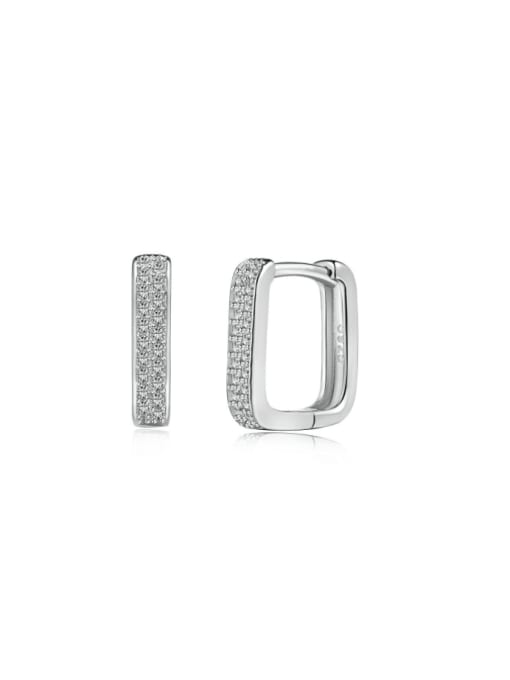 DY110232 S W WH 925 Sterling Silver Cubic Zirconia Geometric Dainty Huggie Earring