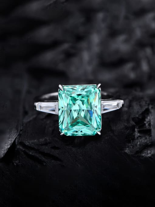 Palaiba Green 15 925 Sterling Silver High Carbon Diamond Geometric Dainty Band Ring
