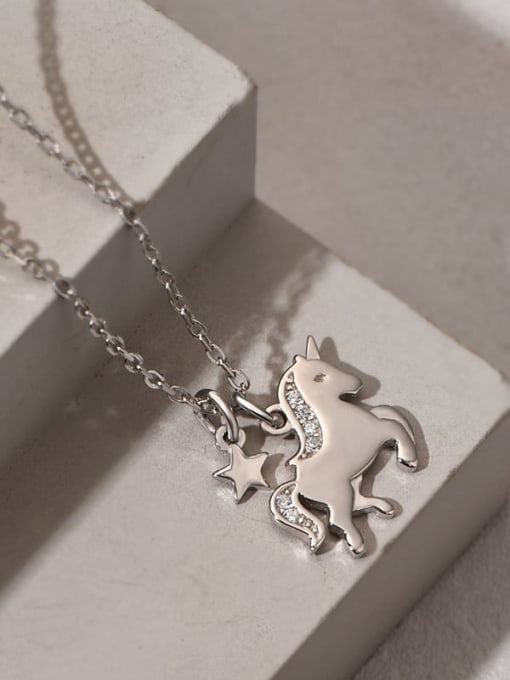 A&T Jewelry 925 Sterling Silver Cute Horse Pendant Necklace 4