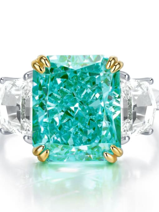 Palaiba Green 15 925 Sterling Silver High Carbon Diamond Geometric Luxury Band Ring