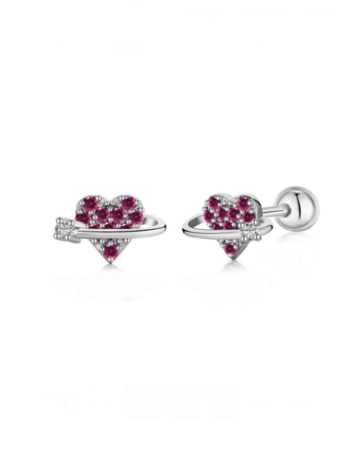 STL-Silver Jewelry 925 Sterling Silver Cubic Zirconia Heart Dainty Stud Earring 3