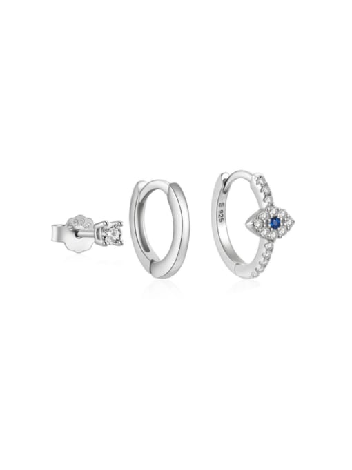 3 pieces per set in platinum 925 Sterling Silver Cubic Zirconia Evil Eye Dainty Stud Earring