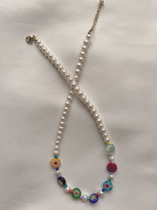 W.BEADS Freshwater Pearl Multi Color Irregular Bohemia   Handmade Beading  Necklace 2