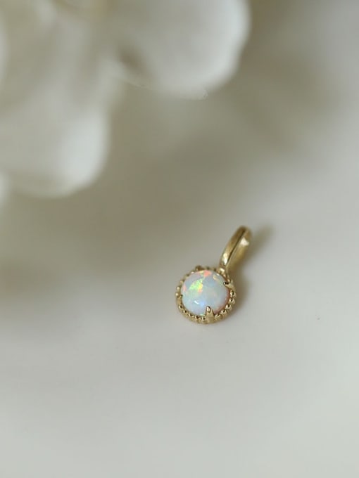 ZEMI Geometric 925 Sterling Silver Synthetic Opal Dainty Pendant 0