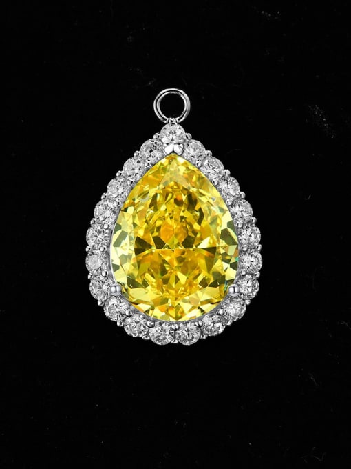 A&T Jewelry 925 Sterling Silver High Carbon Diamond Yellow Water Drop Luxury Necklace 2