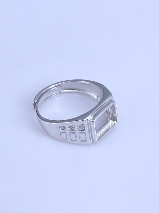 Supply 925 Sterling Silver 18K White Gold Plated Geometric Ring Setting Stone size: 7.5*9.5mm 2