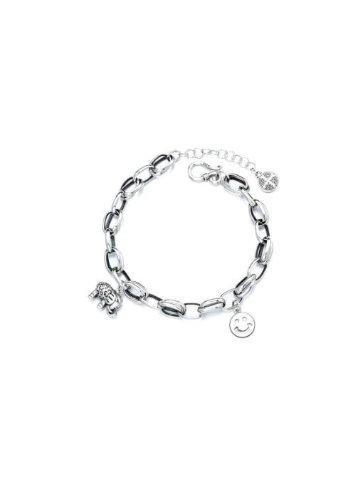TAIS 925 Sterling Silver Smiley Vintage Charm Bracelet
