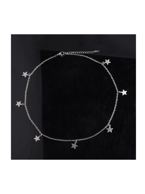 Steel color Stainless steel Star clavicle chain