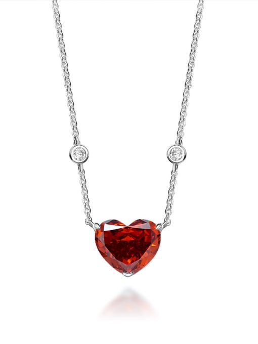 A&T Jewelry 925 Sterling Silver High Carbon Diamond Heart Luxury Necklace
