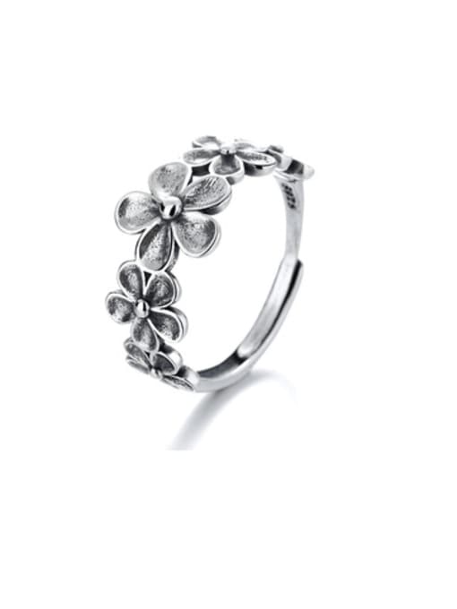 034j about 3G 925 Sterling Silver Flower Vintage Ring