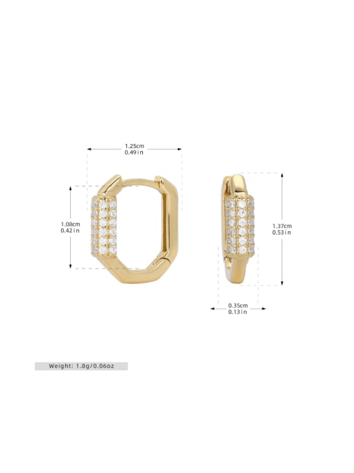 gold 925 Sterling Silver Cubic Zirconia Geometric Minimalist Huggie Earring
