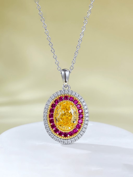 N373 Yellow 925 Sterling Silver High Carbon Diamond Geometric Luxury Necklace