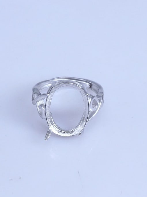 Supply 925 Sterling Silver 18K White Gold Plated Geometric Ring Setting Stone size: 12*16mm