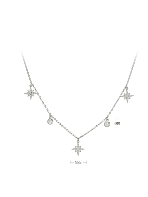 platinum 40+5MM 925 Sterling Silver Cubic Zirconia Star Dainty Necklace