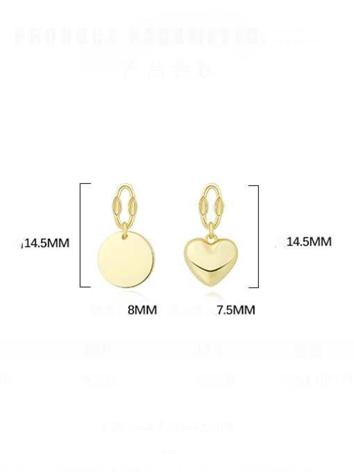 YUANFAN 925 Sterling Silver Asymmetrical Heart Minimalist Huggie Earring 2