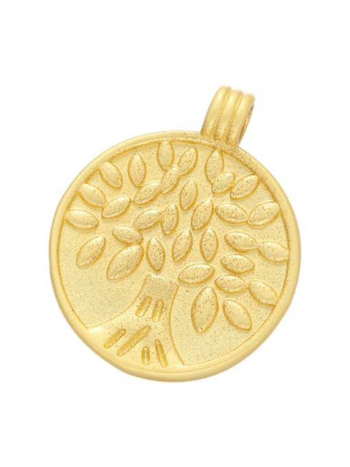 2 Round Matte Gold Pendant Gold Plated Tree Palm English Letter Jewelry Accessories