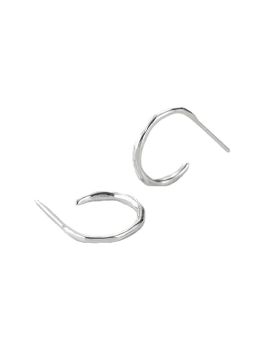 Curved Earrings 925 Sterling Silver Geometric Minimalist Stud Earring
