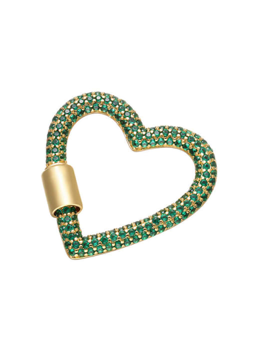 Golden +green Brass Microinlay Cubic Zirconia Geometric Heart Shaped Pendant