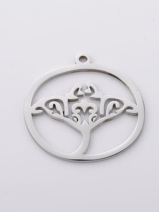 Steel color Stainless Steel Round Hollow Retro Pendant