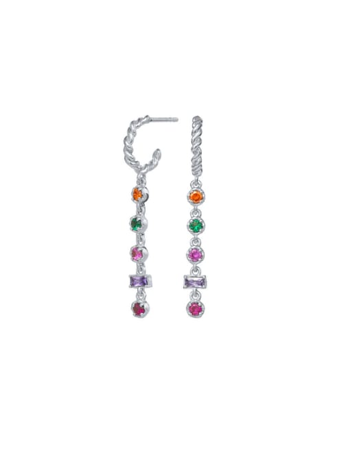YUANFAN 925 Sterling Silver Cubic Zirconia Geometric Dainty Drop Earring 1