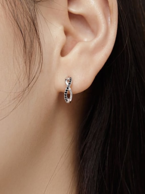 STL-Silver Jewelry 925 Sterling Silver Cubic Zirconia Geometric Dainty Huggie Earring 2