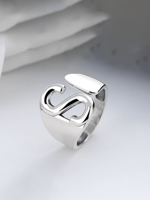 TAIS 925 Sterling Silver Letter Vintage Band Ring 2