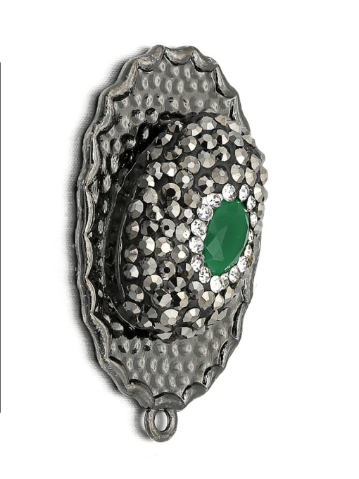 Gun black green diamond Brass Leaf Green and Blue Diamond Necklace Pendant