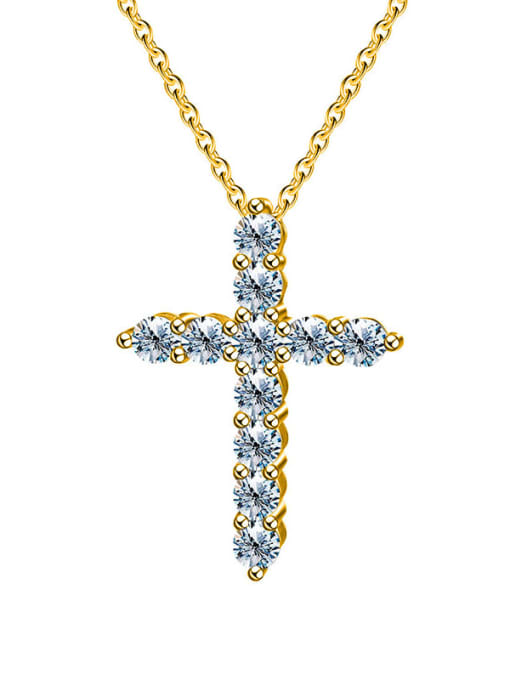 LOLUS 925 Sterling Silver Moissanite Cross Dainty Regligious Necklace 0