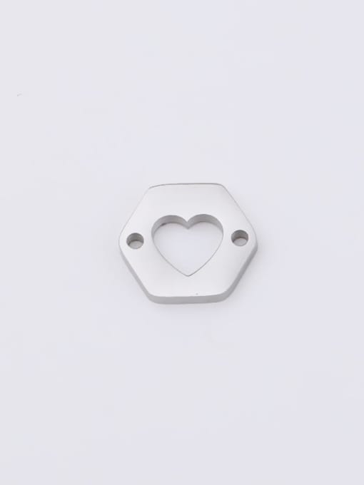 Steel color Stainless steel hollow double-hole polygon love heart Connectors