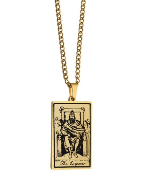 golden The Emperor's Tarot hip hop stainless steel titanium steel necklace