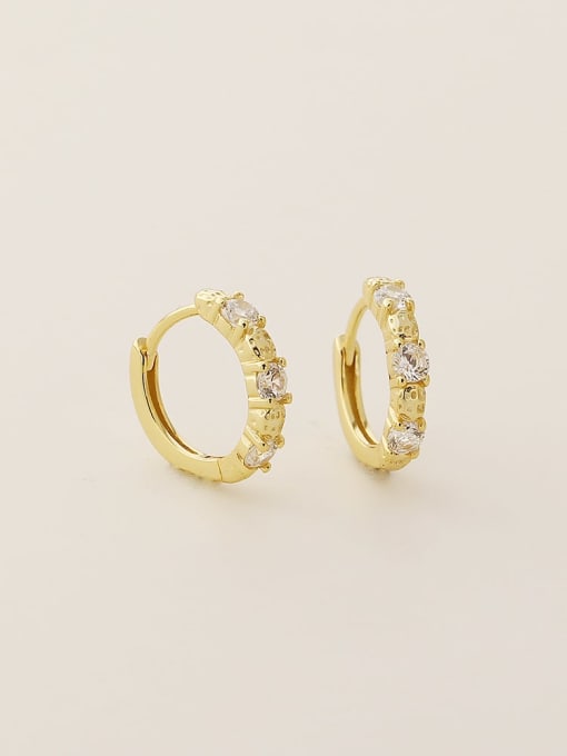 gold 925 Sterling Silver Cubic Zirconia Geometric Minimalist Huggie Earring