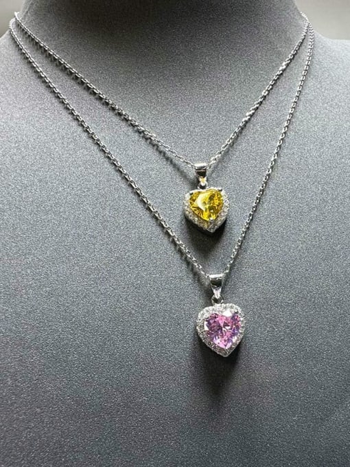 A&T Jewelry 925 Sterling Silver Cubic Zirconia Heart Dainty Necklace 1