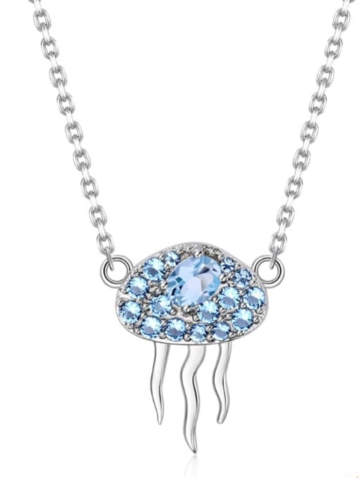 ZXI-SILVER JEWELRY 925 Sterling Silver Swiss Blue Topaz Animal Artisan Necklace 3