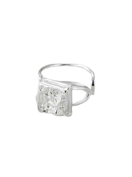 Geometric texture ring 925 Sterling Silver Square Vintage Band Ring