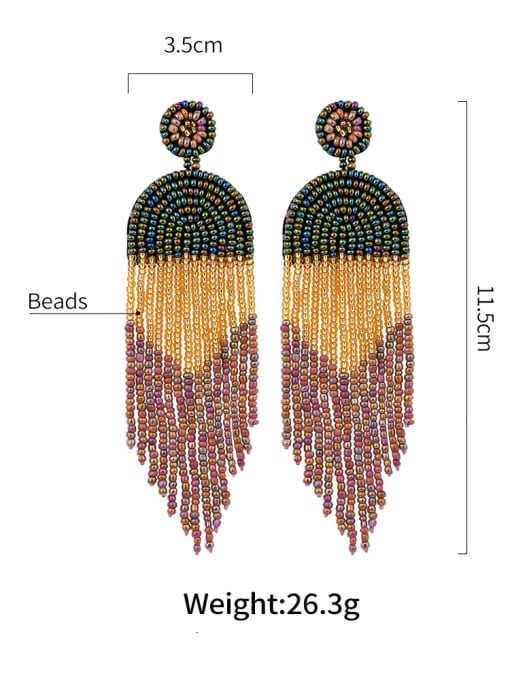 JMI Tila Bead Multi Color Tassel Bohemia Pure handmade Weave Earring 3