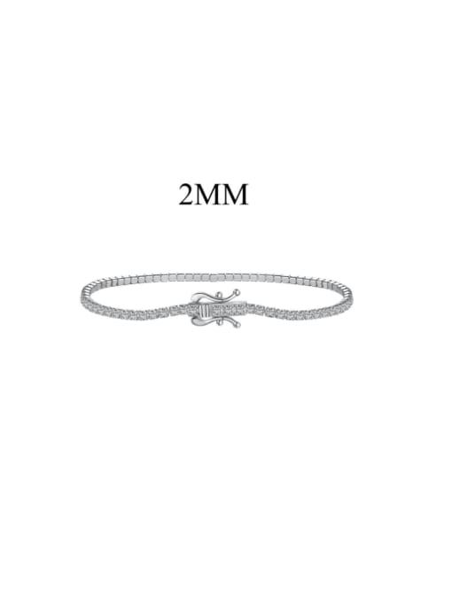 DY150176 S W WH19 925 Sterling Silver Cubic Zirconia Geometric Dainty Bracelet
