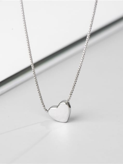 Platinum necklace 925 Sterling Silver Heart Minimalist Necklace