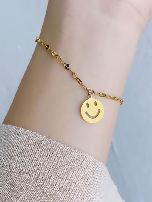 Smiling Gold Bracelet Titanium Steel Smiley Minimalist Link Bracelet