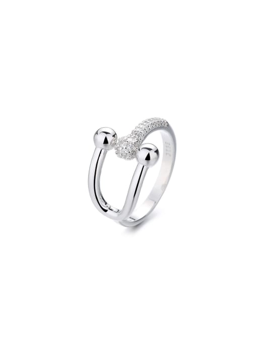 TAIS 925 Sterling Silver Cubic Zirconia Geometric Ring 0