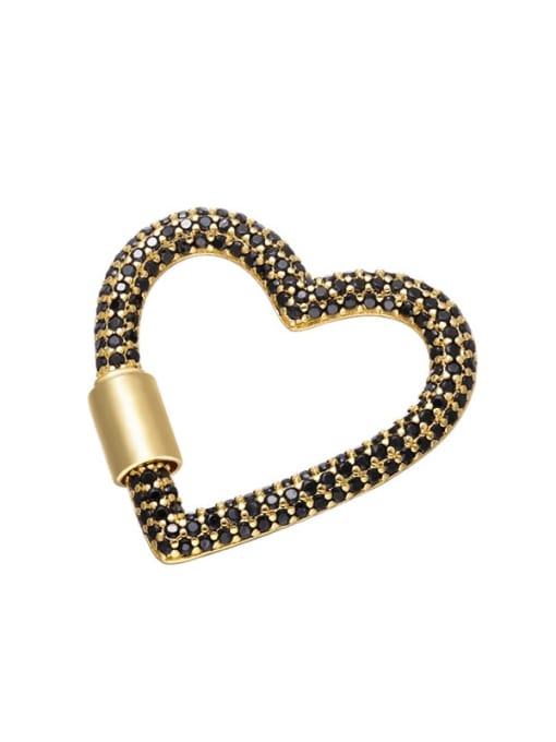 Gold +Black Brass Microinlay Cubic Zirconia Geometric Heart Shaped Pendant