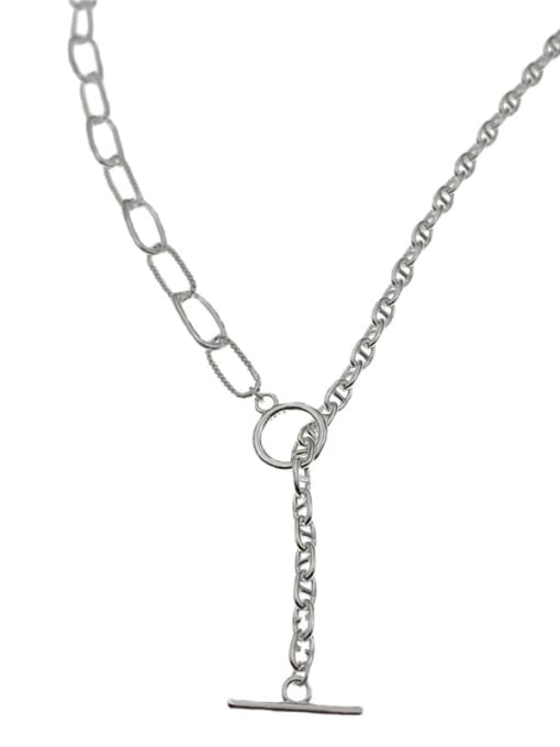 ARTTI 925 Sterling Silver Geometric Vintage Asymmetric chain Long Strand Necklace 3