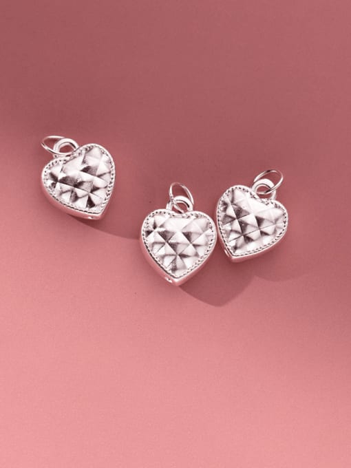 Silver 925 Sterling Silver Minimalist Hollow Heart DIY Pendant