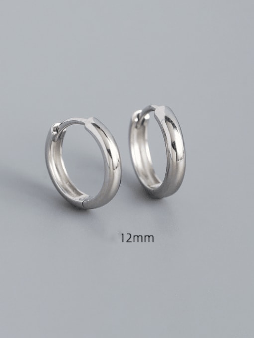 12mm white gold 925 Sterling Silver Geometric Minimalist Huggie Earring