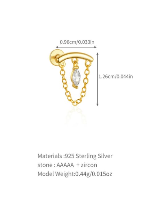 Single Gold 1 925 Sterling Silver Cubic Zirconia Geometric Tassel Dainty Single Earring