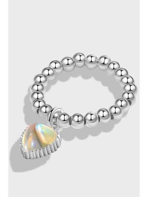 PNJ-Silver 925 Sterling Silver Heart Minimalist Bead Ring