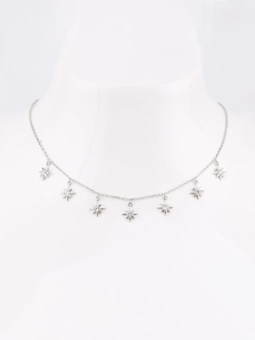 Jewel-Silver 925 Sterling Silver Cubic Zirconia Star Minimalist Necklace 1