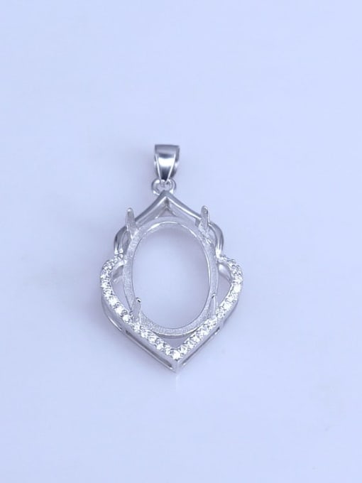 Supply 925 Sterling Silver Rhodium Plated Geometric Pendant Setting Stone size: 13*20mm 0